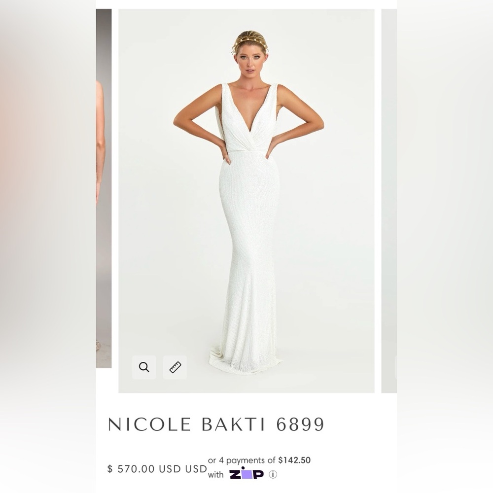 Nicole Bakti 6899 white sequin wedding or formal gown - EXCELLENT CONDITION